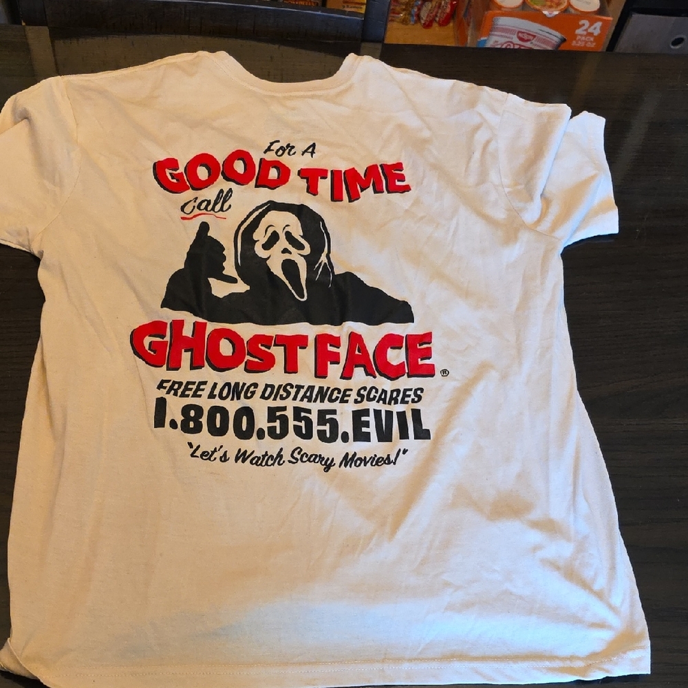 Light Tan Ghost Face Graphic T-Shirt